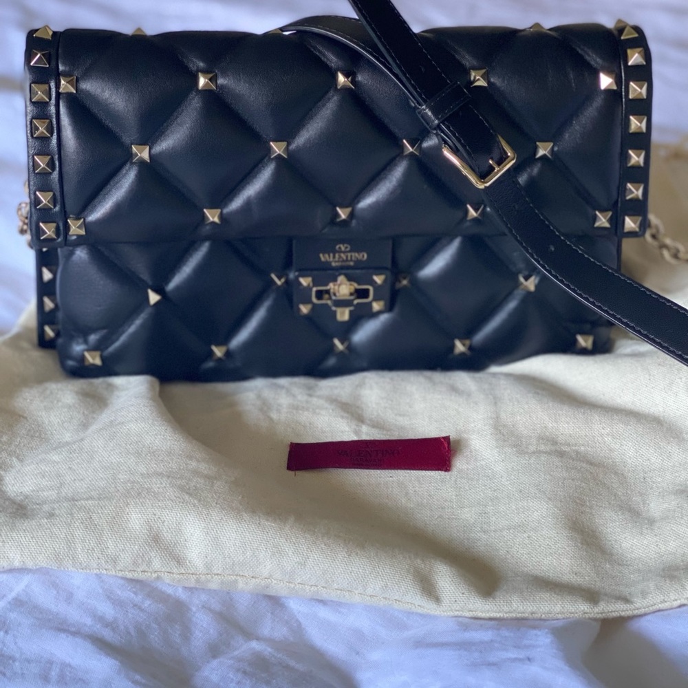 Authentic Valentino Black Gold Stud Purse